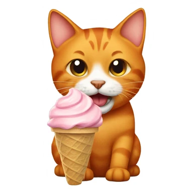 Dark orange tabby cat eating ice cream sticker
