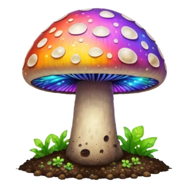 rainbow glowing magic mushroom with dirt sticker