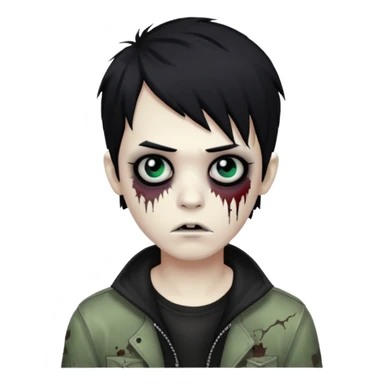 boy zombie with black hair emo sticker