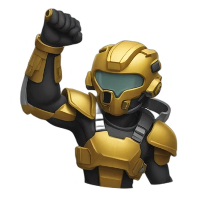 helldivers holding forearm in front fist in air sticker