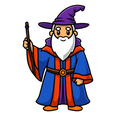 Magical wizard wearing hat and robe with Armenian flag colors (red, blue, and orange stripes) sticker