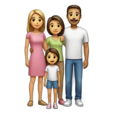 Family with 4, father, mother, teenager boy, small girl sticker