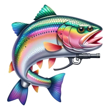 Rainbow trout holding a gun sticker