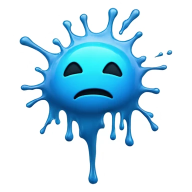 Glowing shiny Cyan blue liquid splash splatter drip sticker