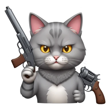 Cat holding gun looking mad sticker