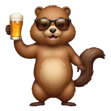 Beaver with sunglasses dancing and drinking beer. sticker