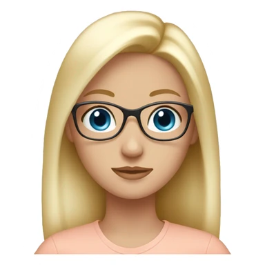 blonde girl with blue eyes in a light salmon top with glasses sticker