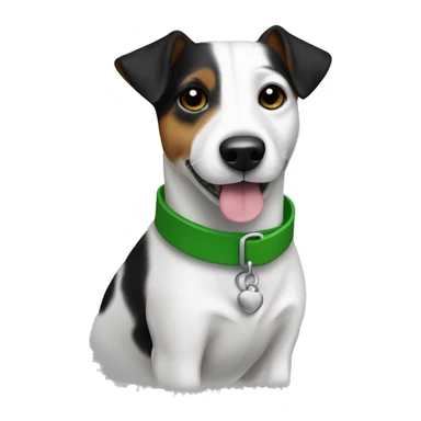 White and black Jack Russell with green collar  sticker