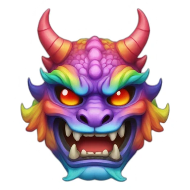 oni rainbow dragon japanese mask sticker