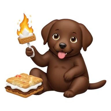 Chocolate lab eating a smore sticker