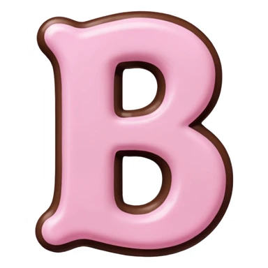 “Single pink bubble letter B, white outline, bottom dipped in chocolate with pink frosting drizzle, kawaii style, glossy, soft shading, clean outline, transparent background, Discord emoji size” sticker
