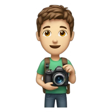 student man with photocamera and brown hair sticker