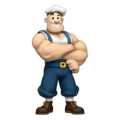 Popeye the Sailor show his left arm，bareheaded，full body sticker