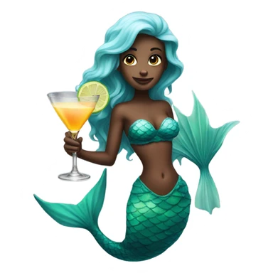 Mermaid holding a cocktail  sticker