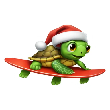 Turtle with a Santa hat surfboarding sticker