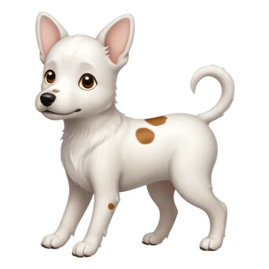 White midle dog Not fluffy with brown eyes and some long white body and white ears with brown spots curved on the sides , walking  sticker