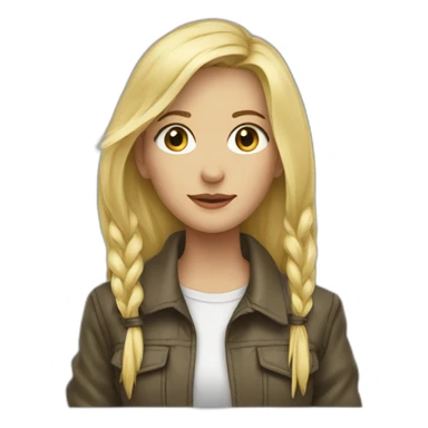 Blonde girl jacket tied aroundw sticker