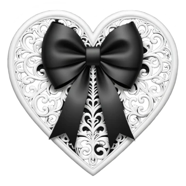 heart with a bow, goth, blackwhite sticker