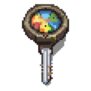 pixel art key item from video game sticker