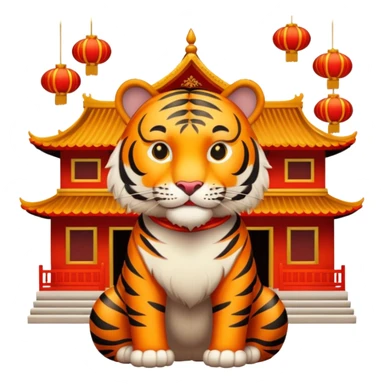 Chinese new year 老虎，我要有新年气氛的… 背景可以加屋子等吗 sticker