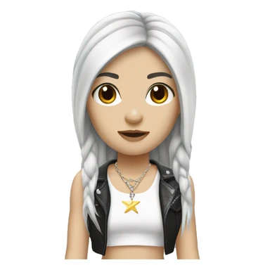 Rockstar-girl-white skin- dark mullet sticker