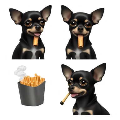 Black chihuahua smoking cigarette sticker