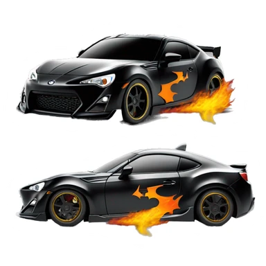 Batman themed toy with body kit Scion FR-S with hot rod flames  sticker