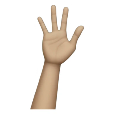 Arm and open hand with a green shirt sticker