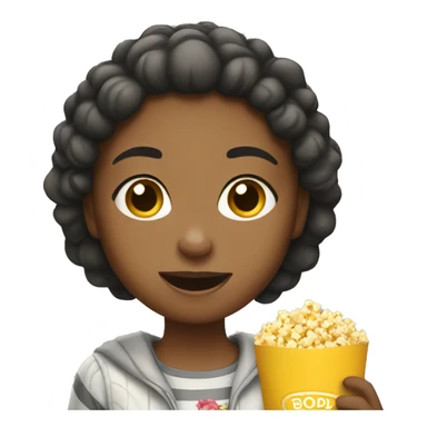 girl holding popcorn sticker