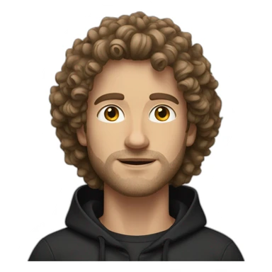 Caucasian man with a curly hair and stubble wearing black hoodie  sticker