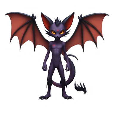  Anthro Kawaii Edgy Cool Vampiric Demonic Beautiful Noivern-Nargacuga-Litten with big Bat Ears full body sticker