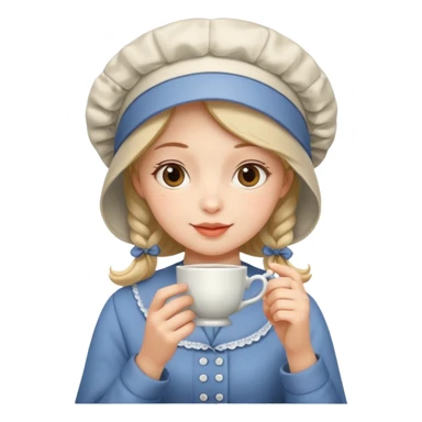 Girl with bonnet drinking tea  sticker
