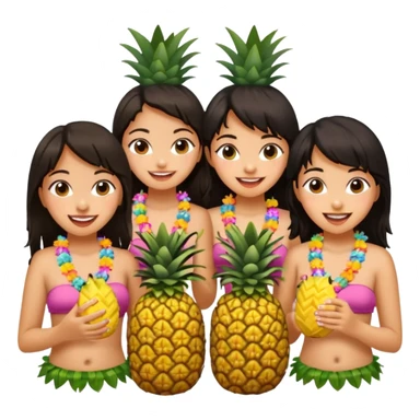 4 dark haired girls eating in Hawaii sticker