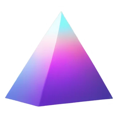 Design a sleek, minimalist 3D logo inspired by a prism. The logo should resemble a three-dimensional pyramid with clean, sharp edges. sticker