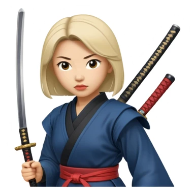 lady samurai holds katana, still pose. sticker