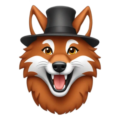 smiling red wolf birthday hat sticker