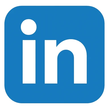 LinkedIn icon in a modern professional style, blue and white color scheme, simple and recognizable, suitable for digital use sticker