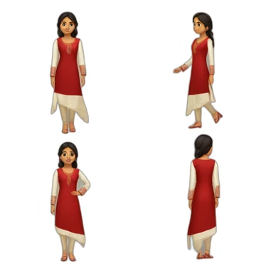 indian girl wearing full sleeve blood red kurti sticker
