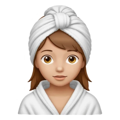 Chica de pelo castaño con una toalla de baño en la cabeza sticker