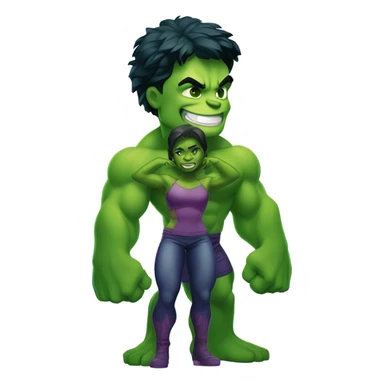 Mini cute Hulk with she hulk sticker