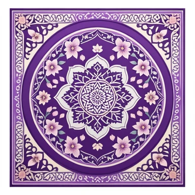 islamic Muslim prayer mat purple with blossom sticker