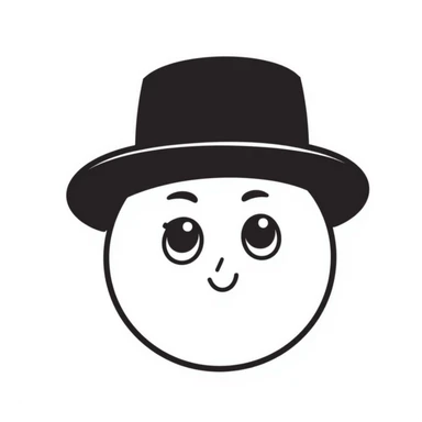 a ball with eyes and a hat, hand drawn doodle style sticker