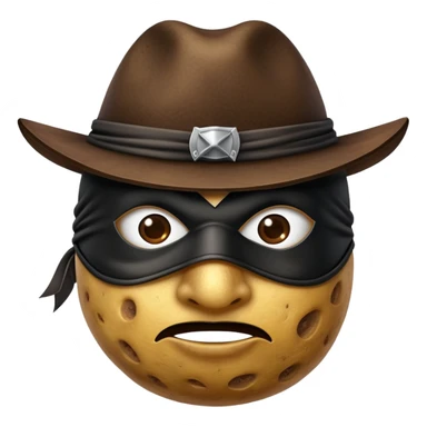 potato with a Zorro mask sticker