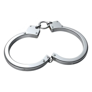 A pair of elegant handcuffs emoji made of silver chrome, smooth rounded design, glossy metallic reflections, luxury fetish aesthetic, minimal iOS emoji style, centered, clean white background sticker