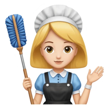 Maid with duster sticker