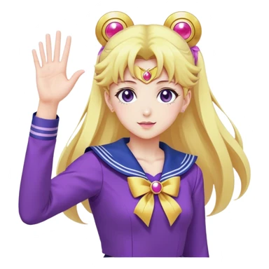 anime girl sailor moon in purple clothes waving her hand sticker