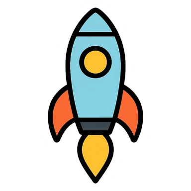 A rocket icon with a sleek, modern design, featuring clean lines and a minimalist color scheme. sticker