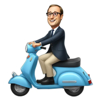 francois hollande sur un scooter sticker
