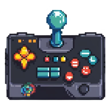A retro pixel art arcade joystick controller sticker