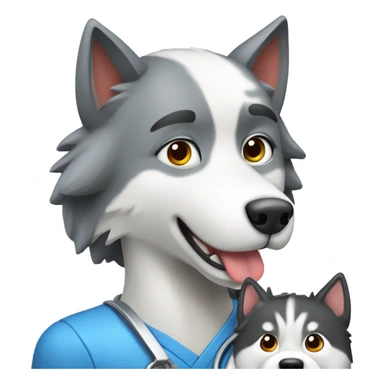 Veterinaria con un lobo husky  sticker